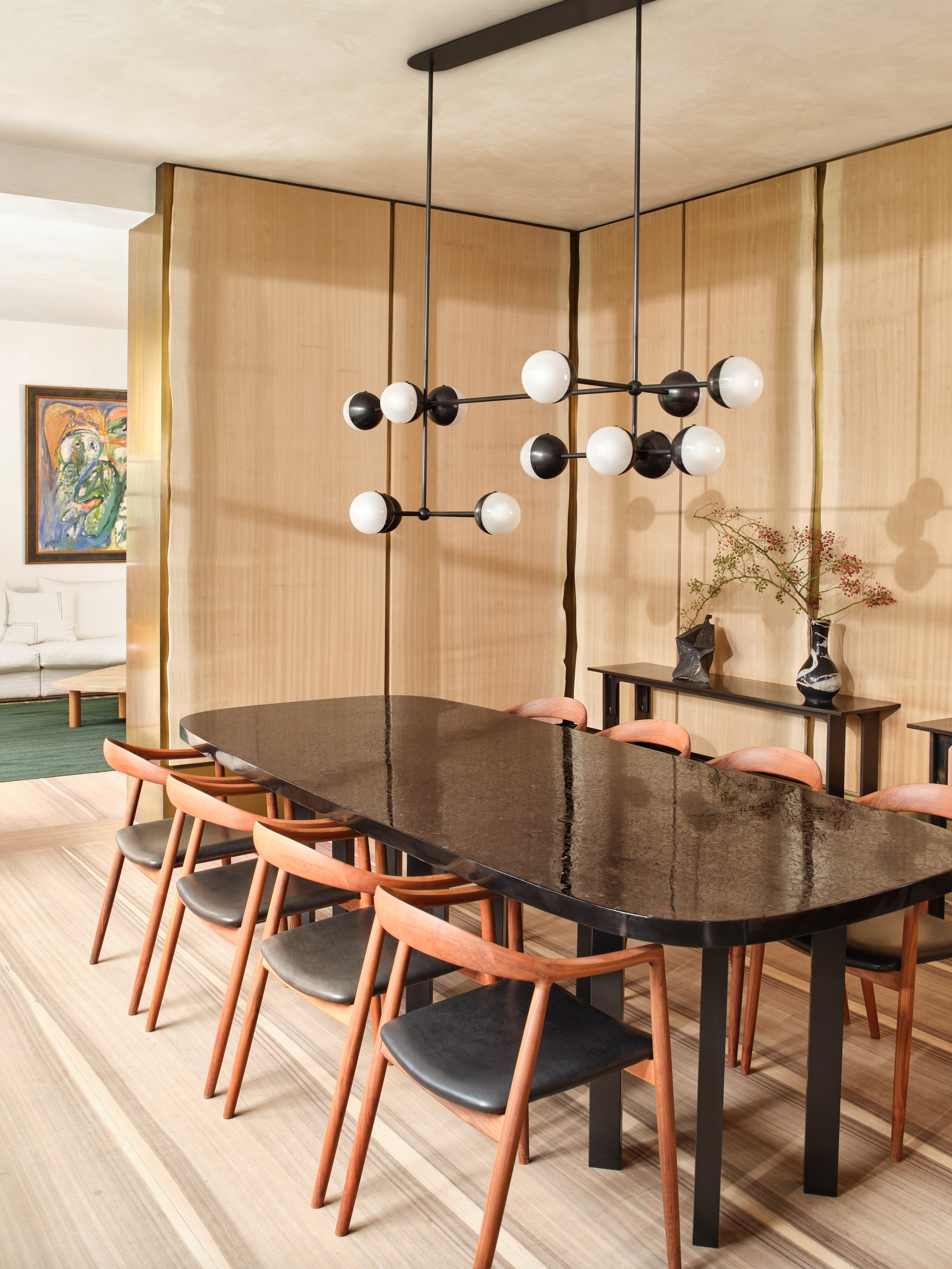 Schwung Molecule Linear Frosted Hemisphere Chandelier